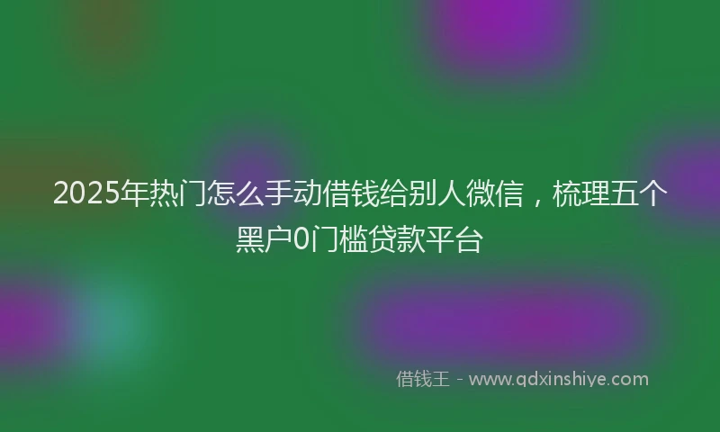 2025年热门怎么手动借钱给别人微信，梳理五个黑户0门槛贷款平台