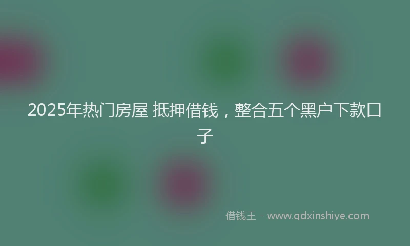 2025年热门房屋 抵押借钱，整合五个黑户下款口子