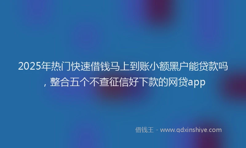 2025年热门快速借钱马上到账小额黑户能贷款吗，整合五个不查征信好下款的网贷app