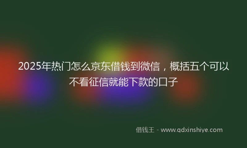 2025年热门怎么京东借钱到微信，概括五个可以不看征信就能下款的口子