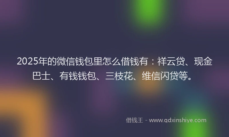 2025年的微信钱包里怎么借钱有：祥云贷、现金巴士、有钱钱包、三枝花、维信闪贷等。