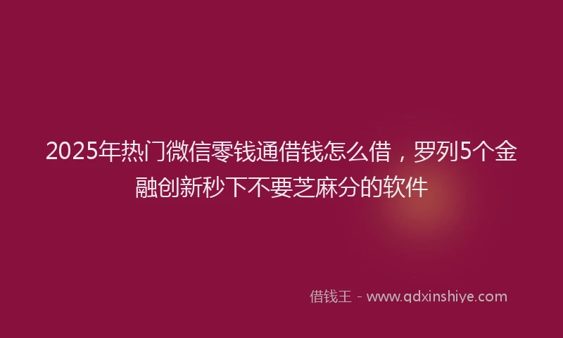2025年热门微信零钱通借钱怎么借，罗列5个金融创新秒下不要芝麻分的软件
