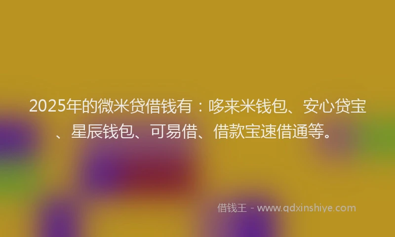 2025年的微米贷借钱有：哆来米钱包、安心贷宝、星辰钱包、可易借、借款宝速借通等。