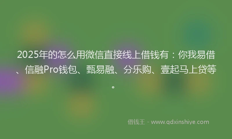 2025年的怎么用微信直接线上借钱有：你我易借、信融Pro钱包、甄易融、分乐购、壹起马上贷等。
