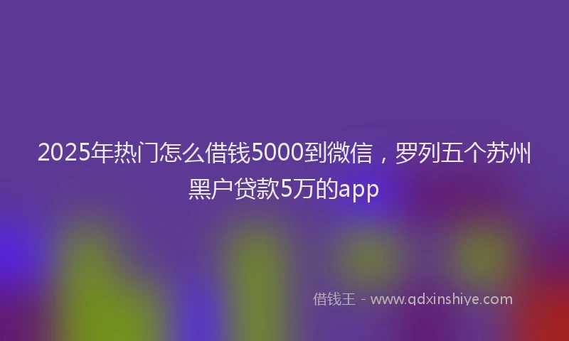 2025年热门怎么借钱5000到微信，罗列五个苏州黑户贷款5万的app