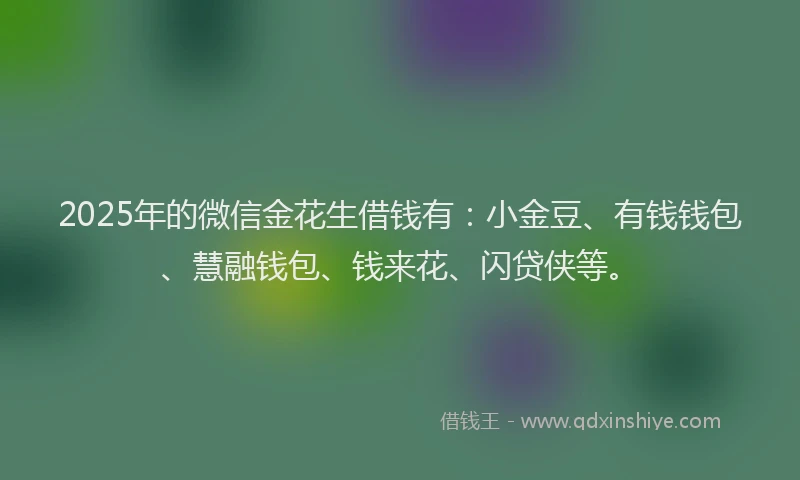 2025年的微信金花生借钱有：小金豆、有钱钱包、慧融钱包、钱来花、闪贷侠等。