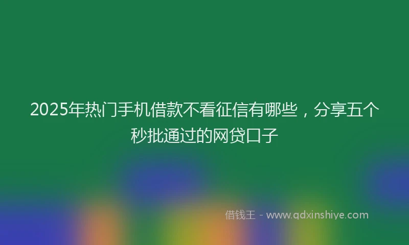 2025年热门手机借款不看征信有哪些，分享五个秒批通过的网贷口子