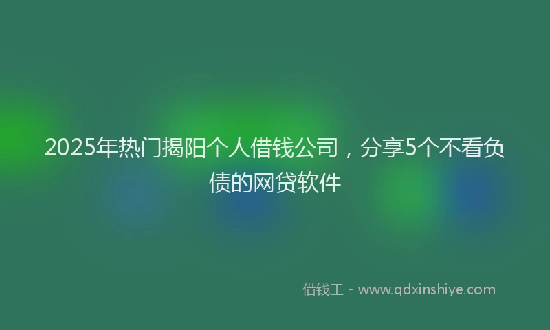 2025年热门揭阳个人借钱公司，分享5个不看负债的网贷软件
