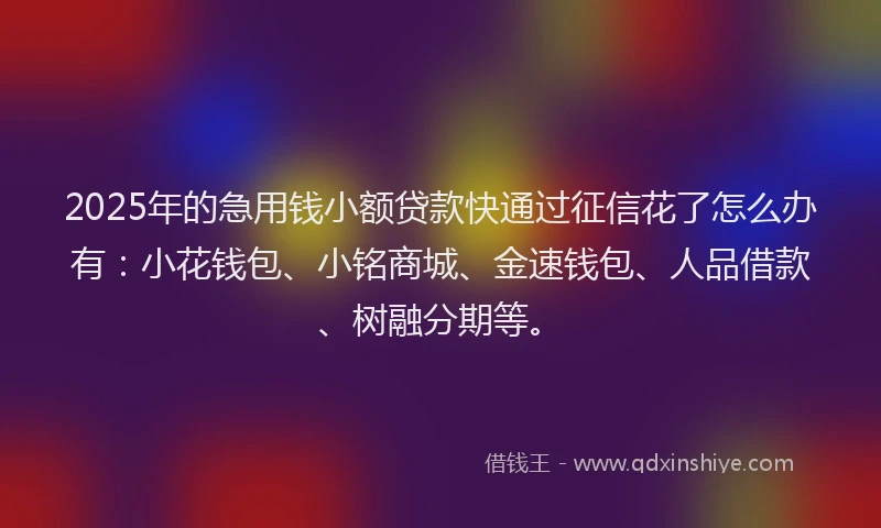2025年的急用钱小额贷款快通过征信花了怎么办有：小花钱包、小铭商城、金速钱包、人品借款、树融分期等。