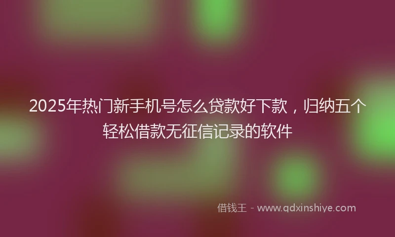 2025年热门新手机号怎么贷款好下款，归纳五个轻松借款无征信记录的软件