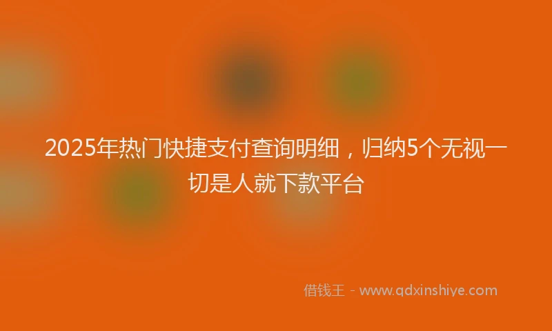 2025年热门快捷支付查询明细，归纳5个无视一切是人就下款平台