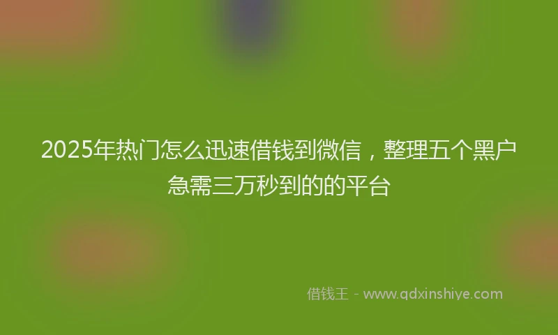 2025年热门怎么迅速借钱到微信，整理五个黑户急需三万秒到的的平台