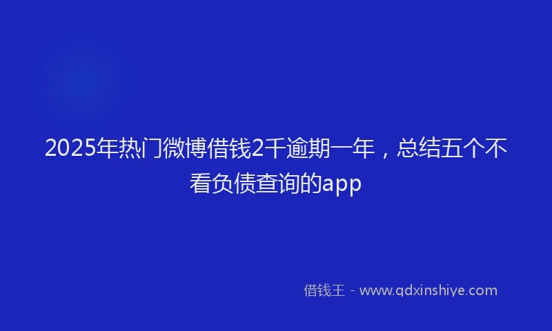 2025年热门微博借钱2千逾期一年，总结五个不看负债查询的app
