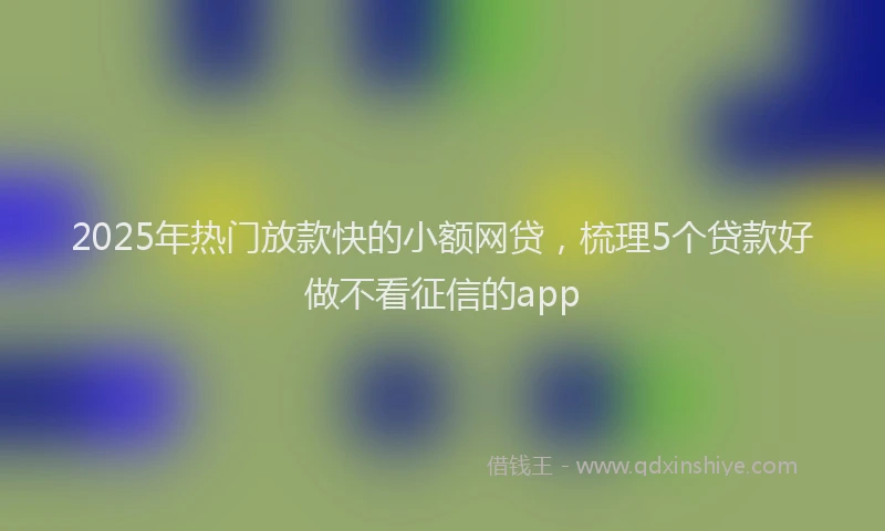 2025年热门放款快的小额网贷，梳理5个贷款好做不看征信的app