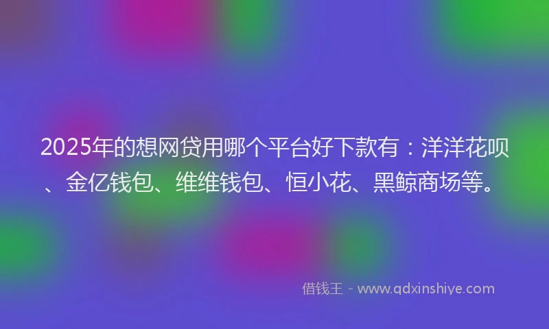 2025年的想网贷用哪个平台好下款有：洋洋花呗、金亿钱包、维维钱包、恒小花、黑鲸商场等。