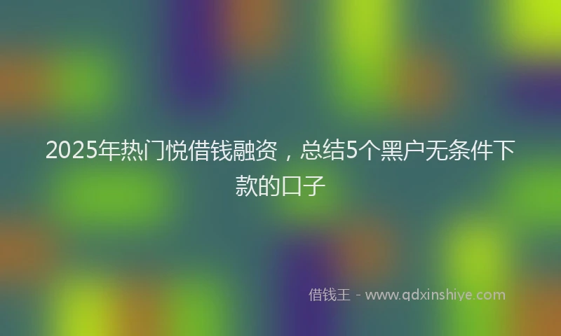 2025年热门悦借钱融资，总结5个黑户无条件下款的口子