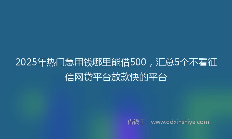 2025年热门急用钱哪里能借500，汇总5个不看征信网贷平台放款快的平台