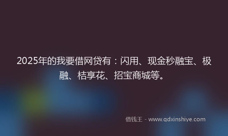 2025年的我要借网贷有：闪用、现金秒融宝、极融、桔享花、招宝商城等。