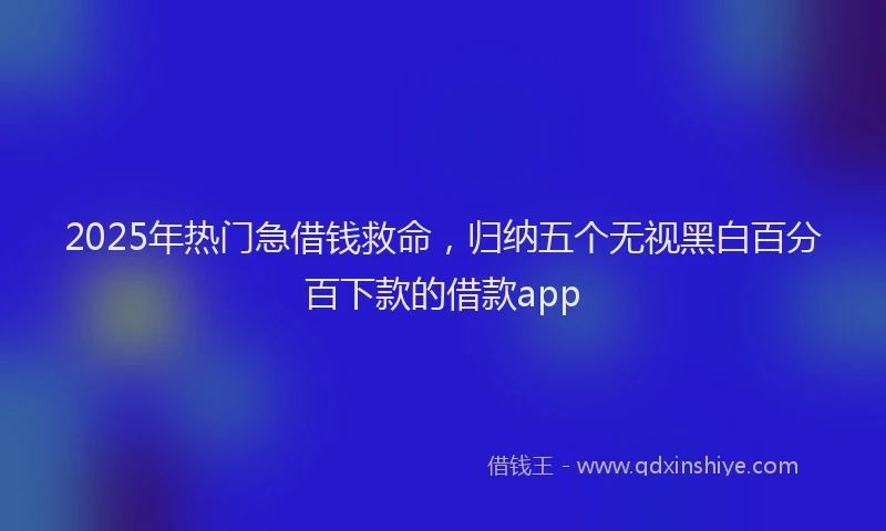 2025年热门急借钱救命，归纳五个无视黑白百分百下款的借款app