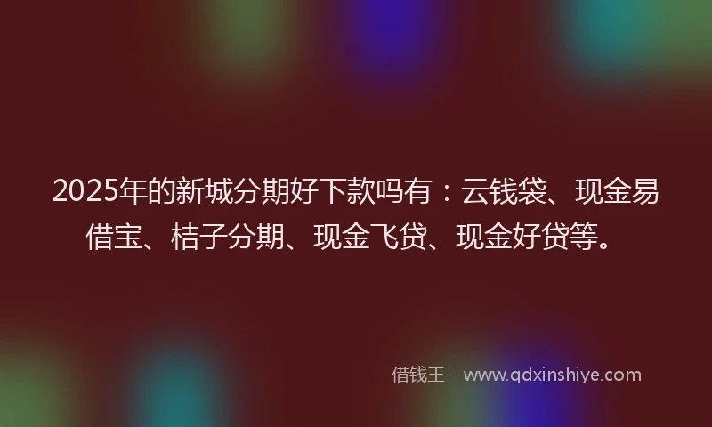 2025年的新城分期好下款吗有：云钱袋、现金易借宝、桔子分期、现金飞贷、现金好贷等。