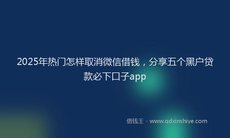 2025年热门怎样取消微信借钱，分享五个黑户贷款必下口子app