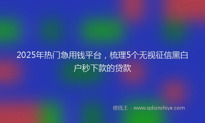 2025年热门急用钱平台，梳理5个无视征信黑白户秒下款的贷款