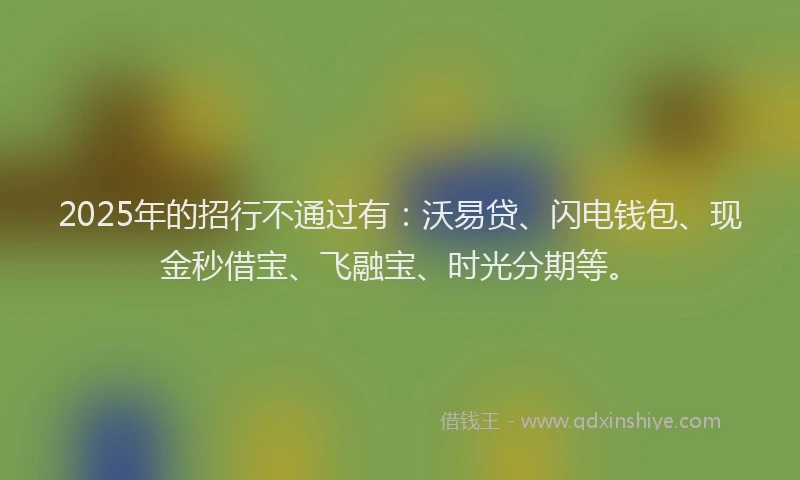 2025年的招行不通过有：沃易贷、闪电钱包、现金秒借宝、飞融宝、时光分期等。