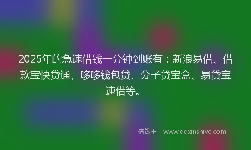 2025年的急速借钱一分钟到账有：新浪易借、借款宝快贷通、哆哆钱包贷、分子贷宝盒、易贷宝速借等。