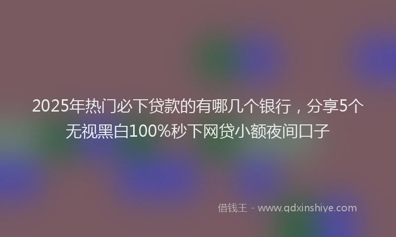 2025年热门必下贷款的有哪几个银行，分享5个无视黑白100%秒下网贷小额夜间口子