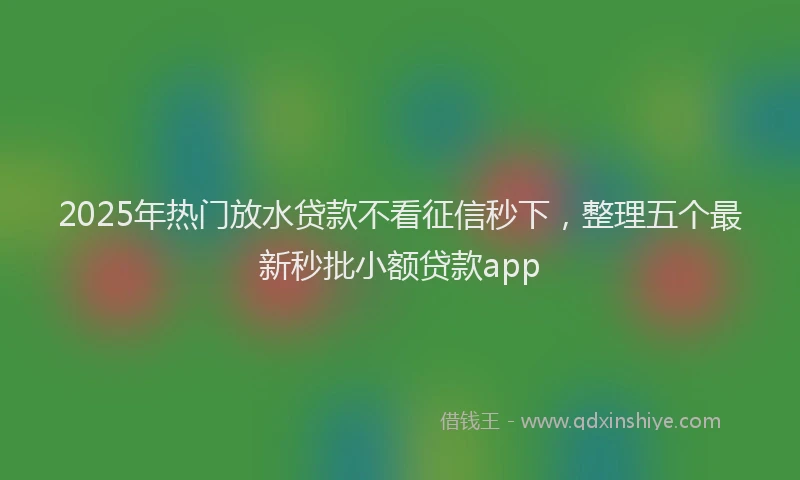 2025年热门放水贷款不看征信秒下，整理五个最新秒批小额贷款app