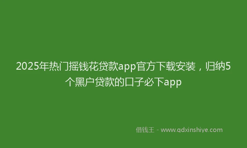 2025年热门摇钱花贷款app官方下载安装，归纳5个黑户贷款的口子必下app