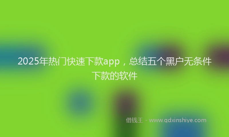2025年热门快速下款app，总结五个黑户无条件下款的软件