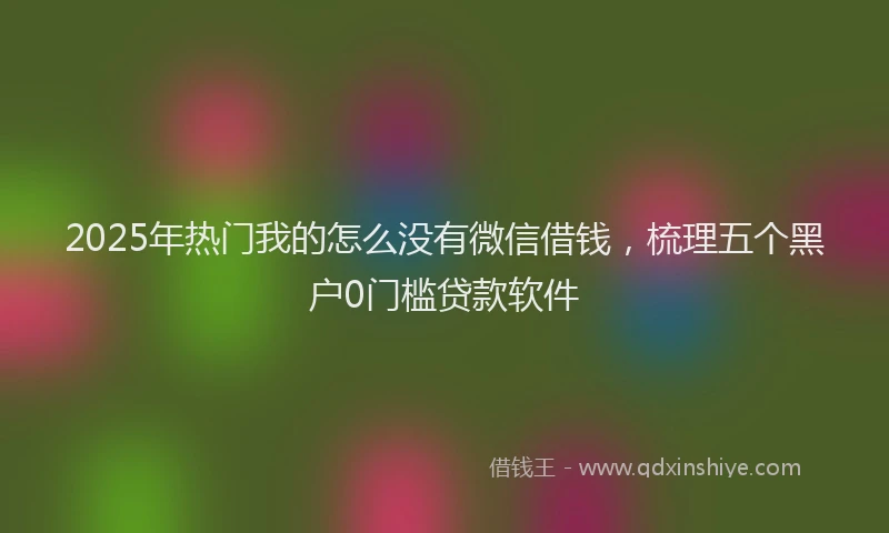 2025年热门我的怎么没有微信借钱，梳理五个黑户0门槛贷款软件