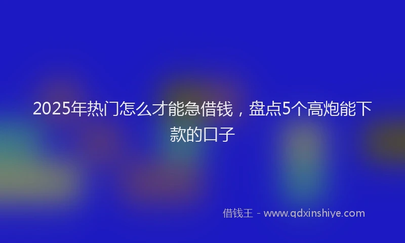 2025年热门怎么才能急借钱，盘点5个高炮能下款的口子