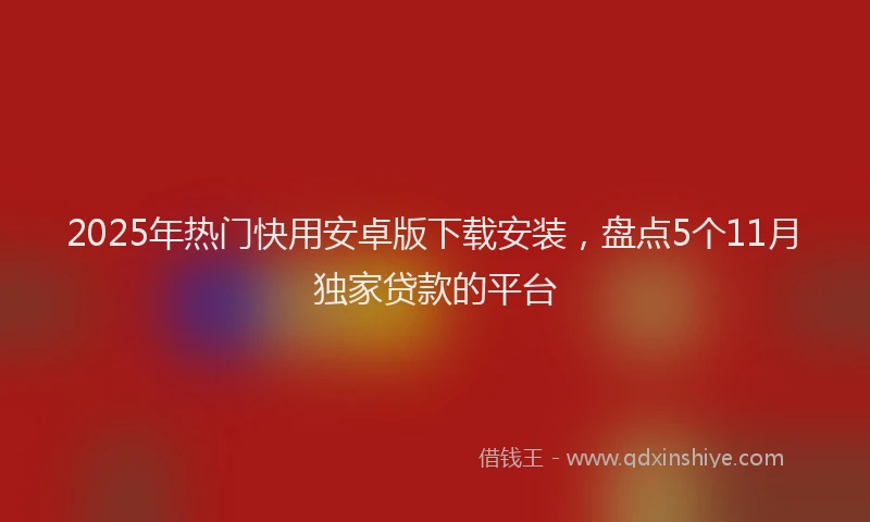 2025年热门快用安卓版下载安装，盘点5个11月独家贷款的平台