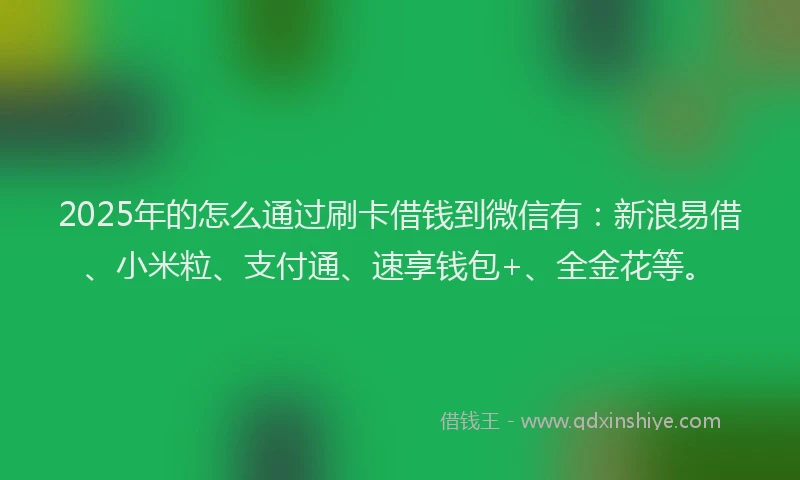 2025年的怎么通过刷卡借钱到微信有：新浪易借、小米粒、支付通、速享钱包+、全金花等。