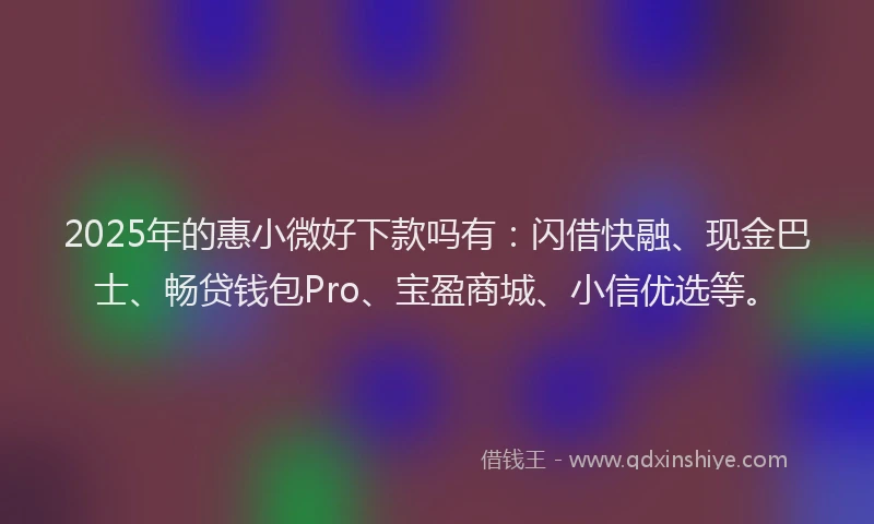 2025年的惠小微好下款吗有：闪借快融、现金巴士、畅贷钱包Pro、宝盈商城、小信优选等。