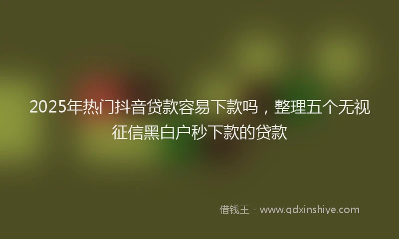 2025年热门抖音贷款容易下款吗，整理五个无视征信黑白户秒下款的贷款