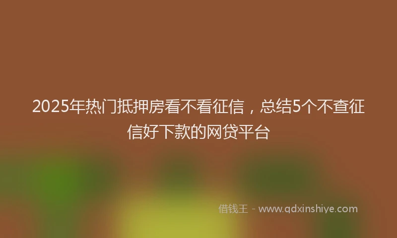 2025年热门抵押房看不看征信，总结5个不查征信好下款的网贷平台