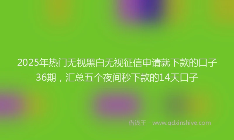 2025年热门无视黑白无视征信申请就下款的口子36期，汇总五个夜间秒下款的14天口子