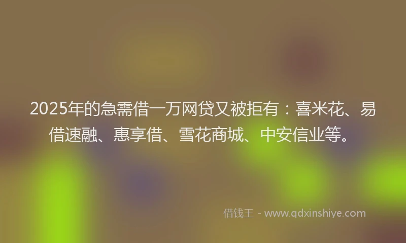 2025年的急需借一万网贷又被拒有：喜米花、易借速融、惠享借、雪花商城、中安信业等。