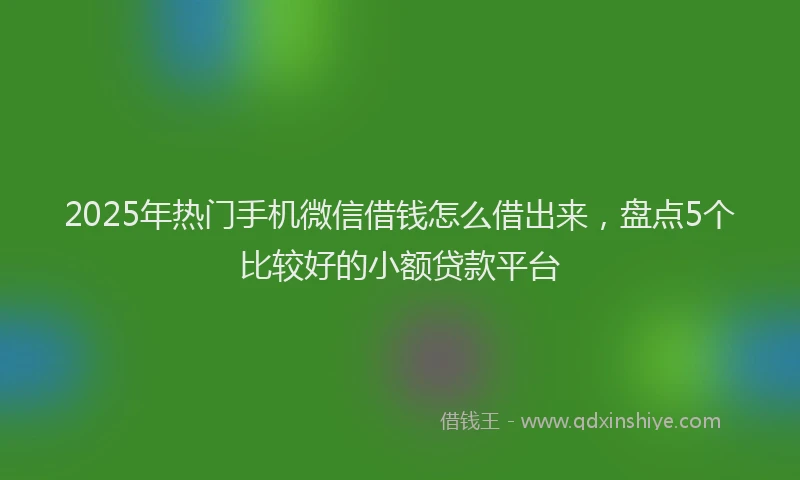 2025年热门手机微信借钱怎么借出来，盘点5个比较好的小额贷款平台