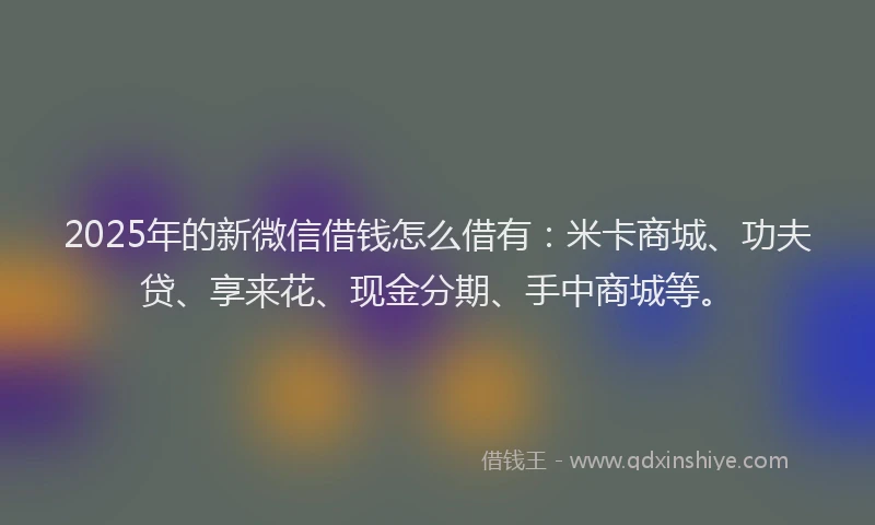 2025年的新微信借钱怎么借有：米卡商城、功夫贷、享来花、现金分期、手中商城等。