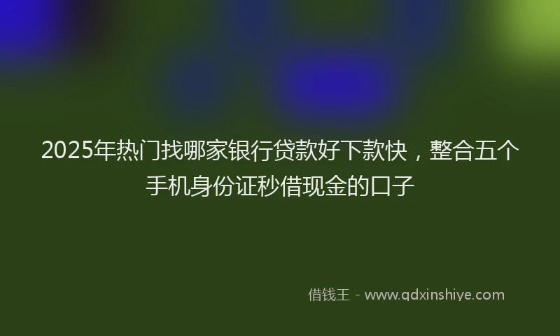 2025年热门找哪家银行贷款好下款快，整合五个手机身份证秒借现金的口子