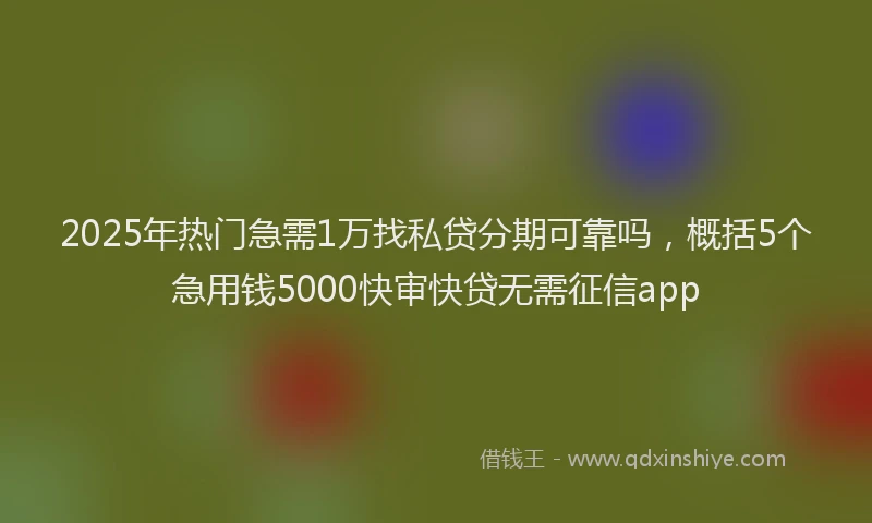2025年热门急需1万找私贷分期可靠吗，概括5个急用钱5000快审快贷无需征信app