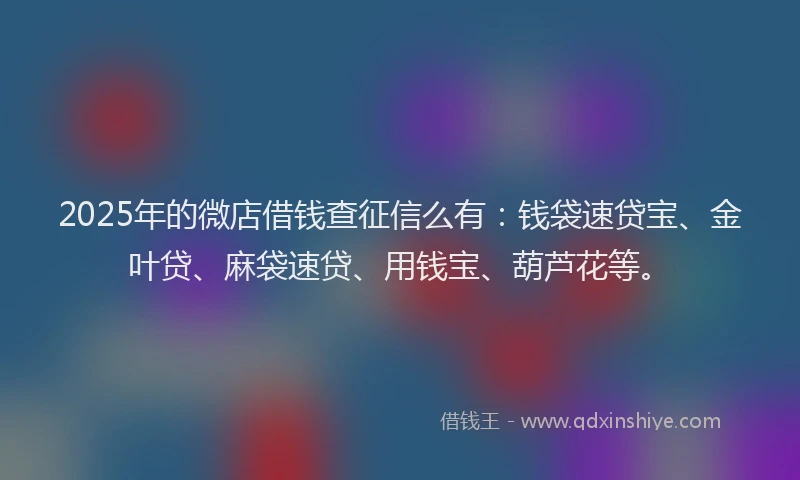 2025年的微店借钱查征信么有：钱袋速贷宝、金叶贷、麻袋速贷、用钱宝、葫芦花等。