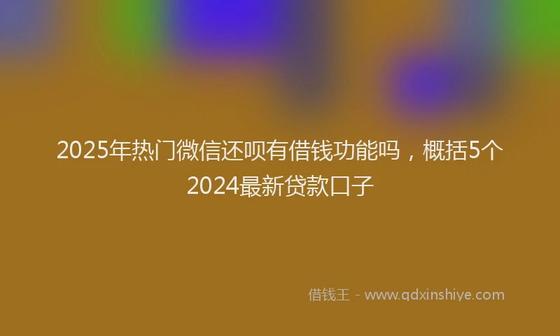 2025年热门微信还呗有借钱功能吗，概括5个2024最新贷款口子