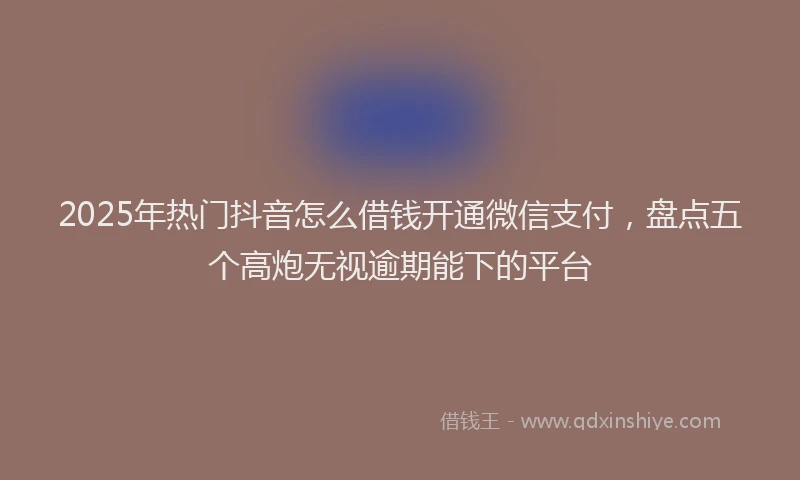 2025年热门抖音怎么借钱开通微信支付，盘点五个高炮无视逾期能下的平台