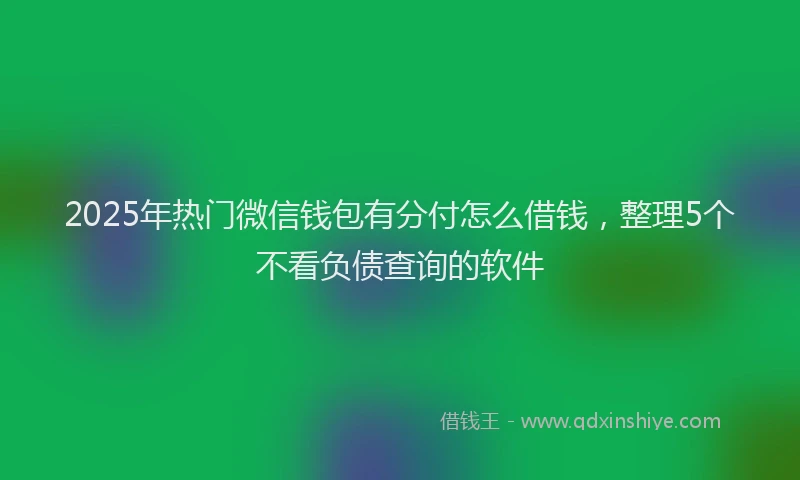 2025年热门微信钱包有分付怎么借钱，整理5个不看负债查询的软件