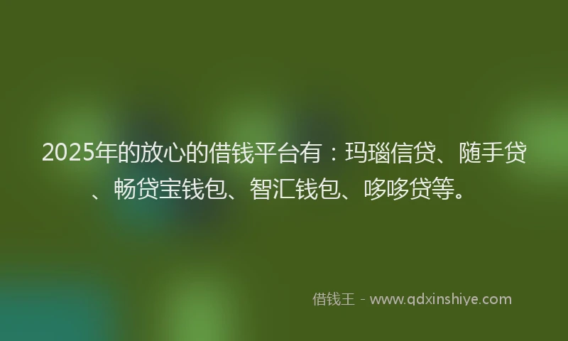 2025年的放心的借钱平台有：玛瑙信贷、随手贷、畅贷宝钱包、智汇钱包、哆哆贷等。